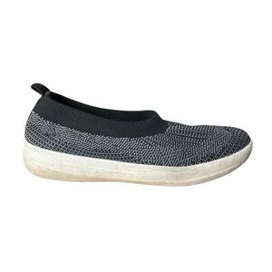 Fitflop Uberknit Ballerina US 8 Walking Slip On Sneakers Shoes Black H95-461